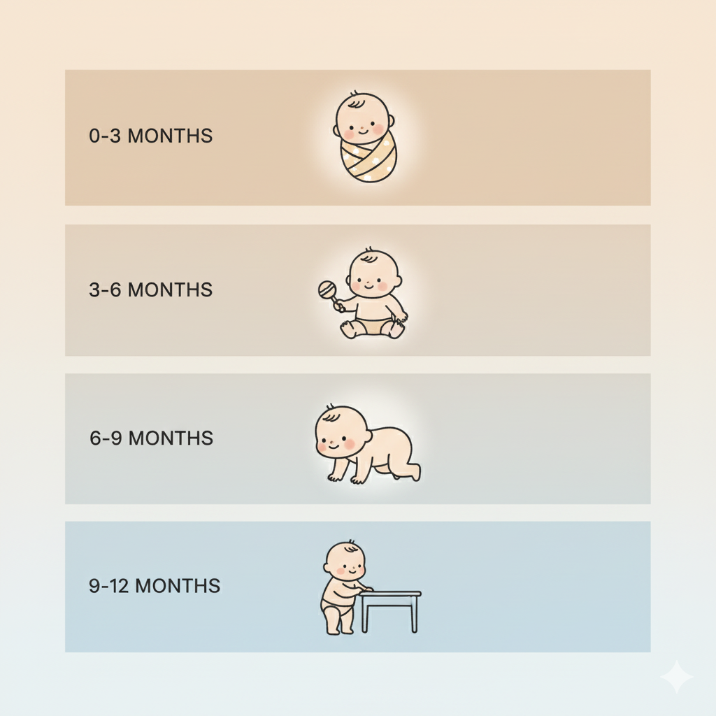 아기 성장 단계별 쪽쪽이 사용 시기 인포그래픽