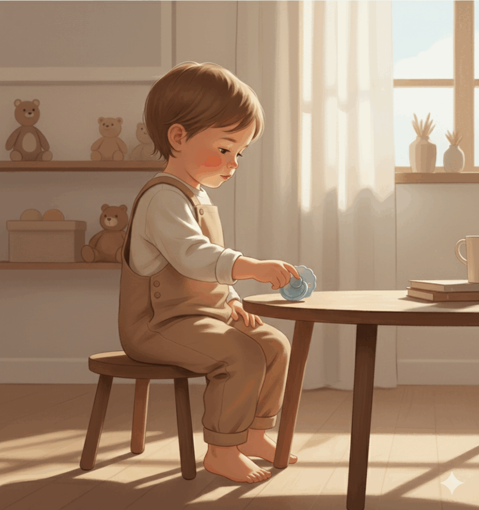 아기가 스스로 쪽쪽이를 내려놓는 일러스트